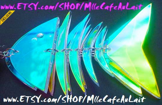 Laser Cut Radiant Acrylic Chandelier Fish-Bone Earrings - SPLASH