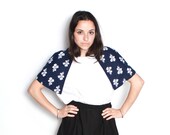 Vintage Shawl Floral Shrug with in Navy and White