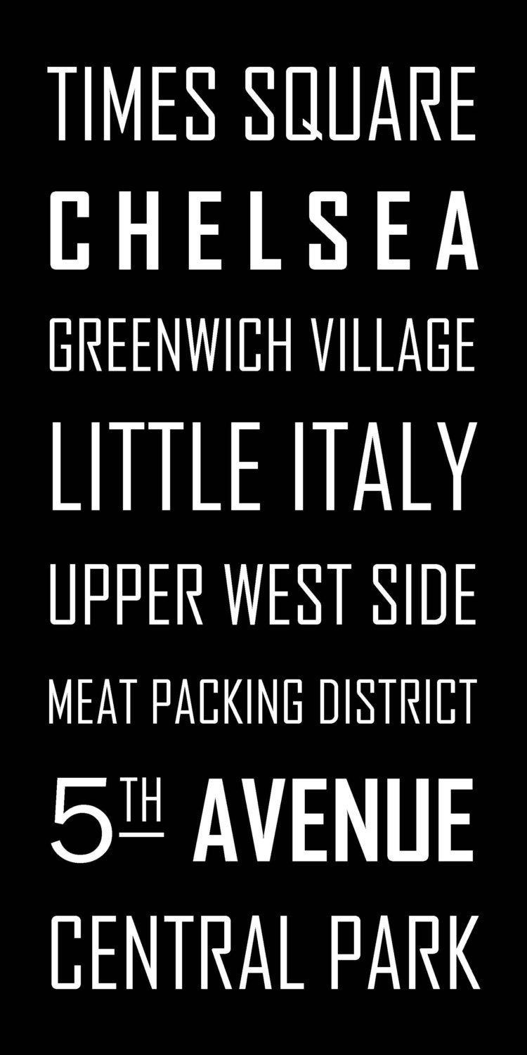 Manhattan New York City Subway Roll Sign Series C, Bus Blind, Tram Scroll Vintage Style Destination Art 12x24
