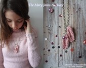 The Mary Janes Necklace - Mini Crochet Collection, miniature crocheted necklace, bohemian necklace, tiny crocheted shoes