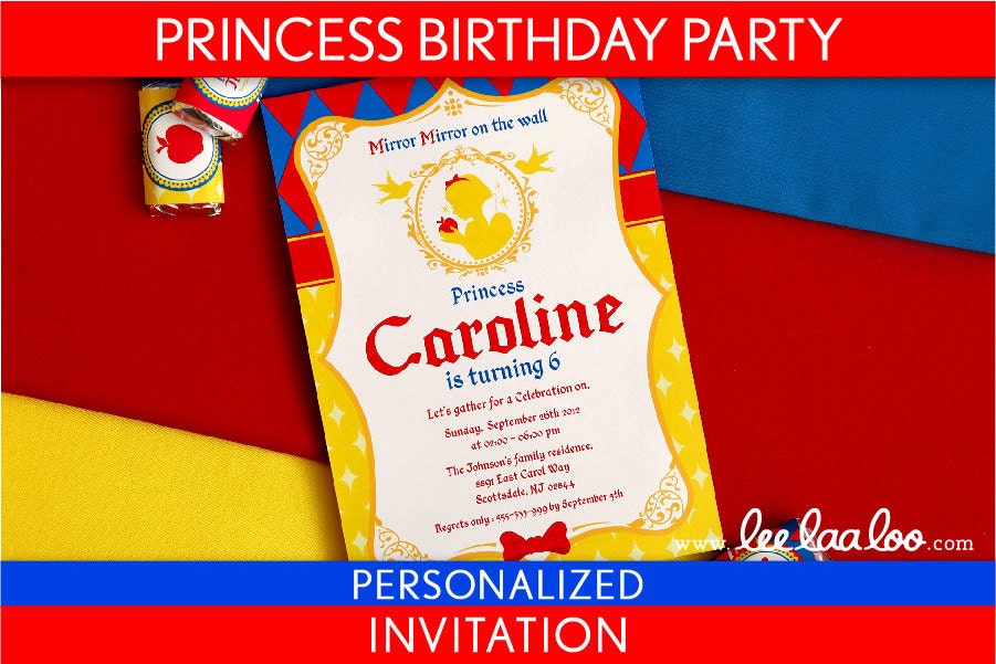 Princess Birthday Party Invitation Personalized Printable // Snow White Princess - B25Pa1 Il_170x135