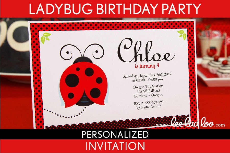 Ladybug Birthday Party Invitation Personalized Printable // Ladybug - B35Pa2 Il_570xn