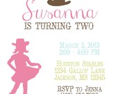 Modern Cowgirl Silhouette Invitation - Girl Birthday - PRINTABLE Il_170x135