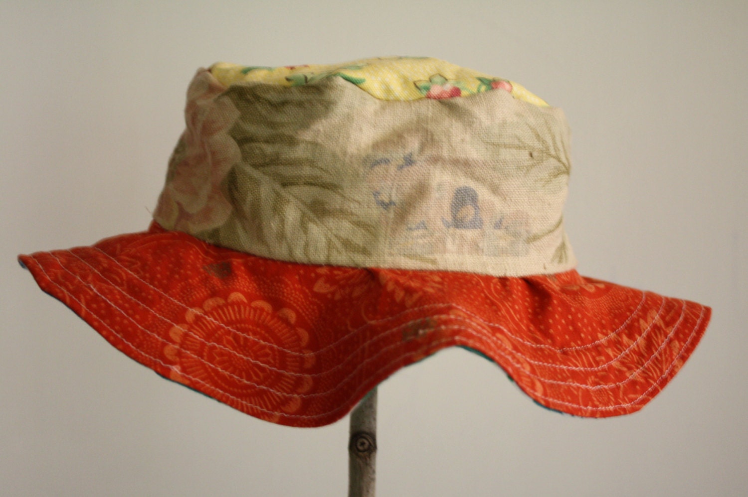 Toddler reversible sun hat: eco friendly, upcycled, OOAK