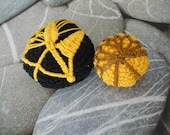 Romanian Point Lace Black Yellow Boho, Fiber Crochet Brooch
