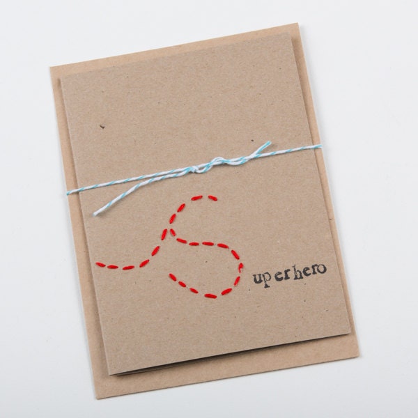 Stitched and stamped card - superhero