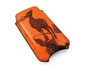 Personalized iPhone Leather Sleeve - Deer on Hill
