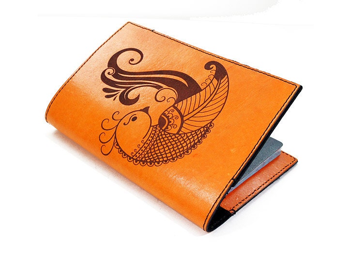 Personalized Passport Leather Holder - Birdie