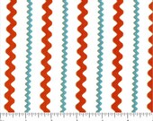 White Fabric Red Stripe Fabric Teal Rick Rack Fabric Cotton Fabric Fat Quarters - BTY New Cotton Quilting Fabric Craft Supplies YacketUSA