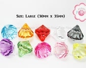 5 Bling DIAMOND Pendants LARGE Chunky Bead Acrylic Drop Centers