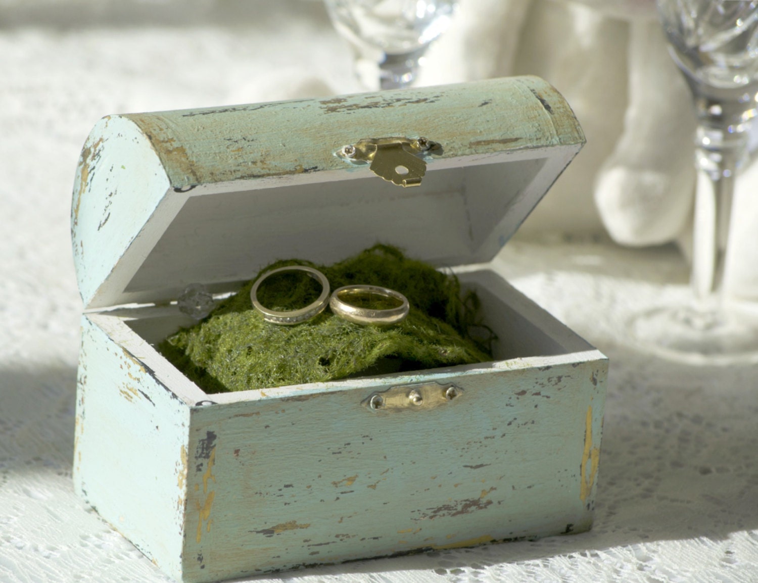Spring Wedding Ring Chest Hand painted Rustic Primitive