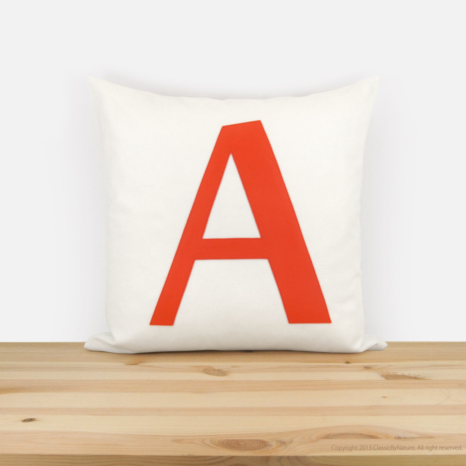 Monogram pillow - Orange pillow - Decorative throw pillows - Letter A applique in orange and white - 16x16 accent pillow cover