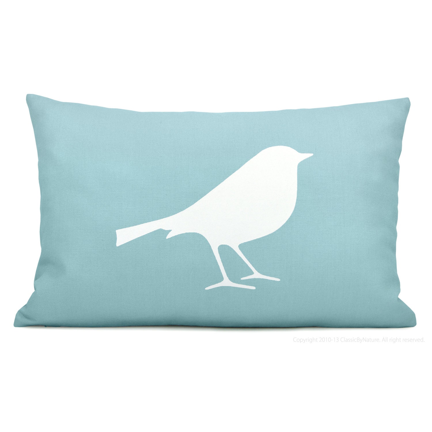 Bird pillow cover in aqua and white - 12X18 lumbar pillow cover - Shabby chic - Spring home decor - Woodland