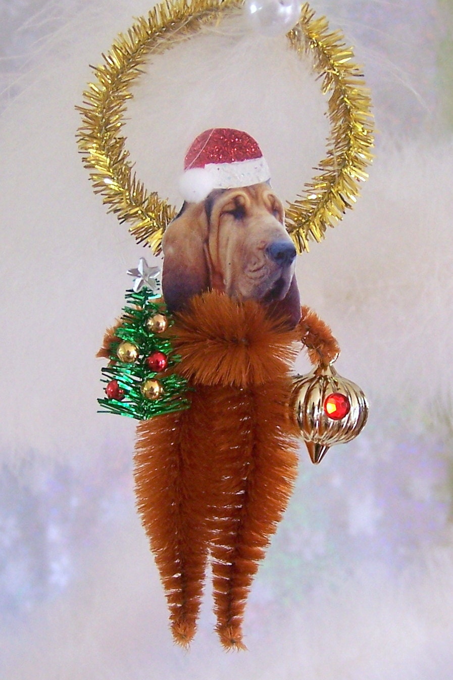 Bloodhound Christmas Ornament Feather Tree