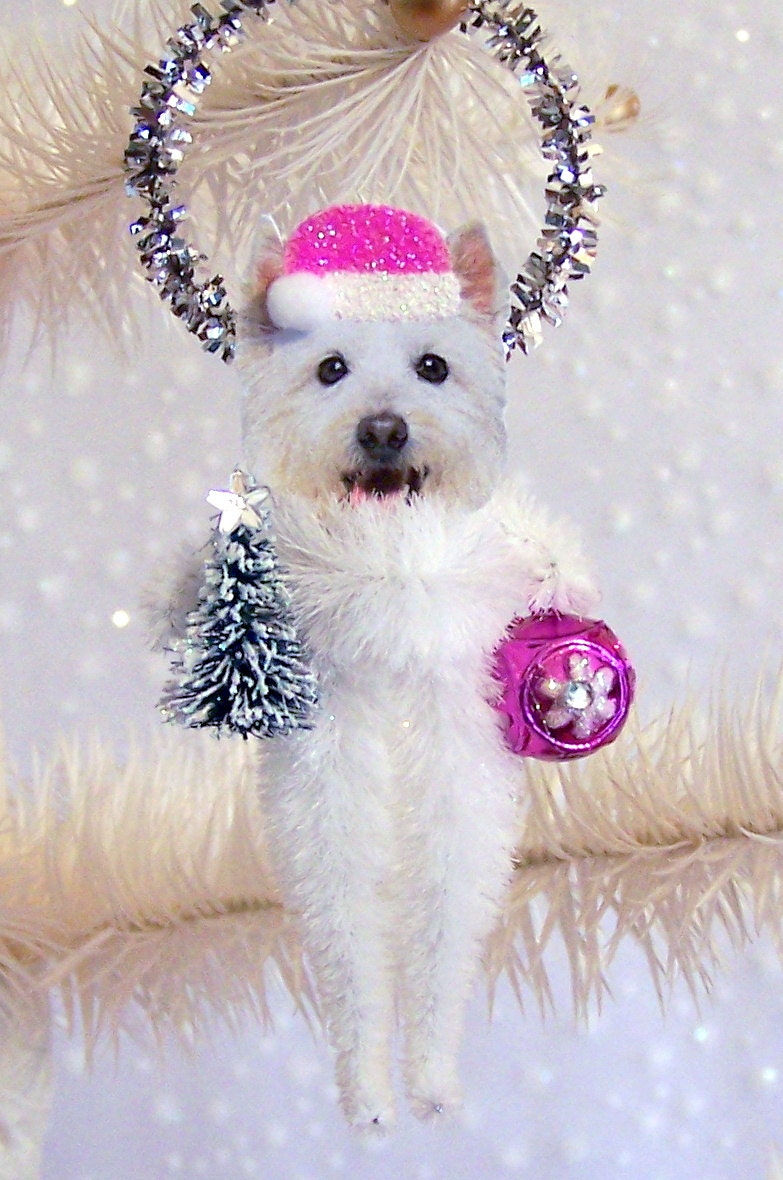 Westie Christmas Ornament Feather Tree