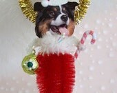 SALE Australian Shepherd Christmas Ornament Feather Tree