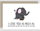 Father's Day Card: Love, Elephant, Anniversary, Valentine, Funny, Cute