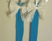 Ocean Blue Thigh Highs with Vanilla Lace Bow