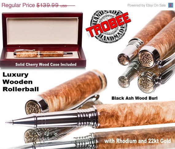 ON SALE NOW Black Ash Burl Wood Pen - Available in either rollerball or fountain style. Fine writing instruments at Trobeepens