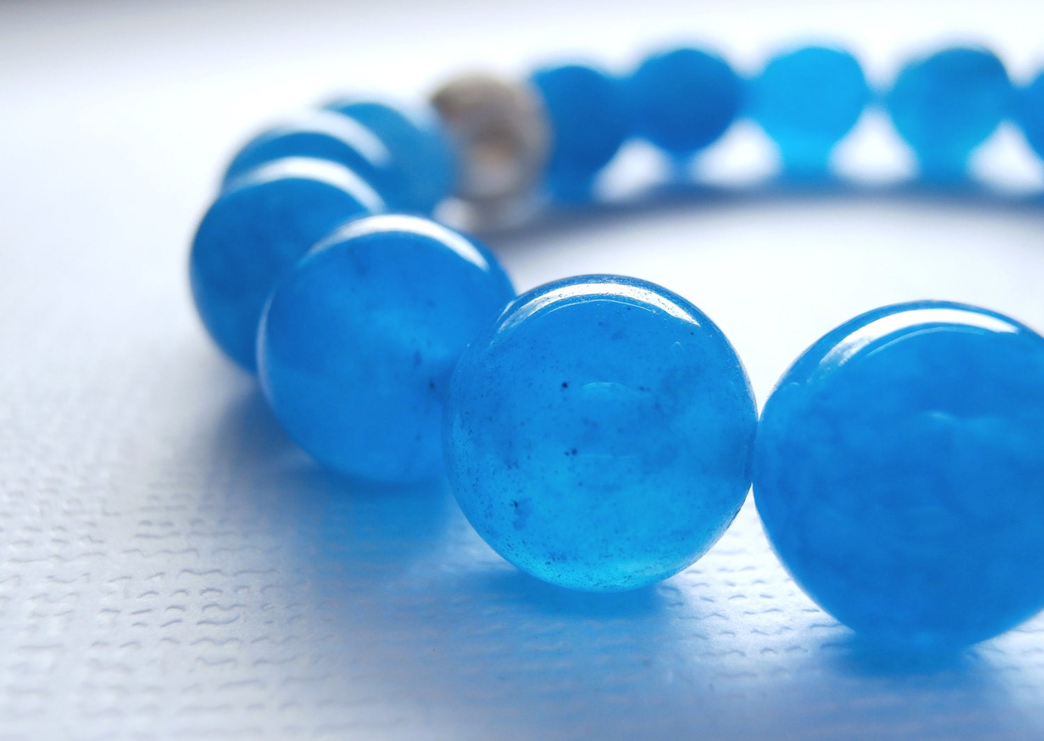 Turquoise Stretch Bracelet, Stacking Bracelet, Aqua Jade Stone, Natural Gemstone, Summer Trends