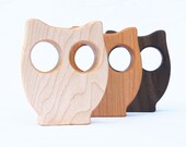 Owl Baby Toy, wood rattle, organic baby toy
