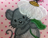 Little Mouse set with a flower Machine Embroidery Design, add bee and Butterfly multiple sizes for  hoop 4x4, 5x7 and 6x10