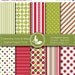 50% off Christmas Dots & Strips Paper Pack - 10 PrintableDigital papers - 12 x12 - 300 DPI