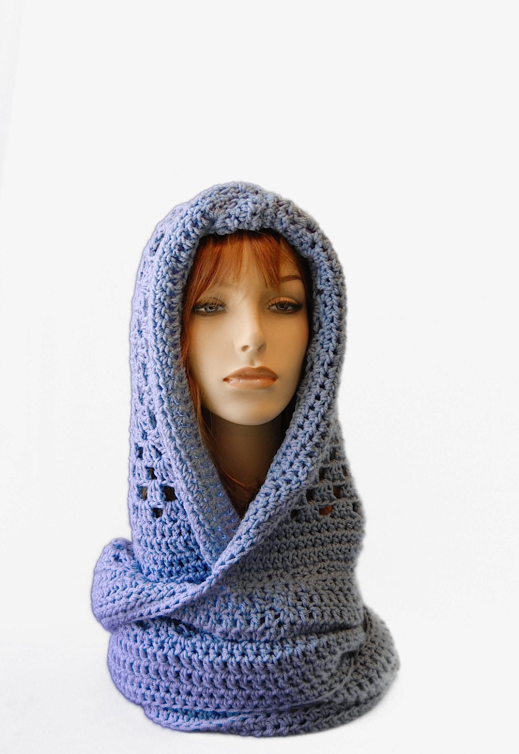 Hooded Pixie Scarf Wrap, Crochet Fashion Wrap