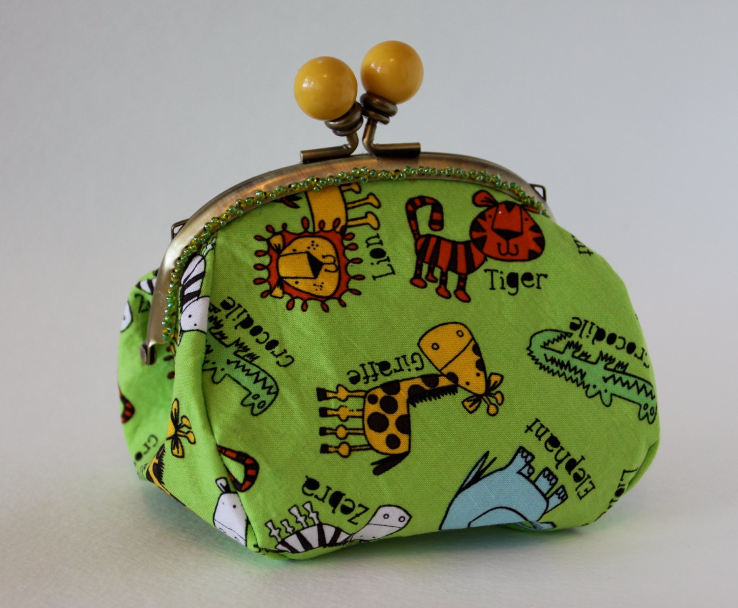 Zoo Animal Clutch Purse with Square Bottom.