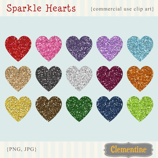 40% OFF SALE -Sparkle Hearts clip art images, glitter hearts clip art, royalty-free - Instant Download Il_570xn