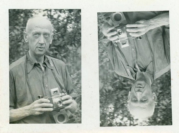 Vintage Photo "Upside, Downside Camera Man", Photography, Paper Ephemera, Snapshot, Old Photo, Collectibles - 0207