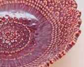 Lace Impressed Stoneware Handmade Bowl for Serving and Home Decor