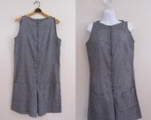 Vintage 60s Black and White Checkered Romper / Plus Size