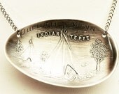 Native American Indian Teepee Sterling Silver Spoon Pendant, Handmade and Upcycled, Spoon Necklace (P-91)