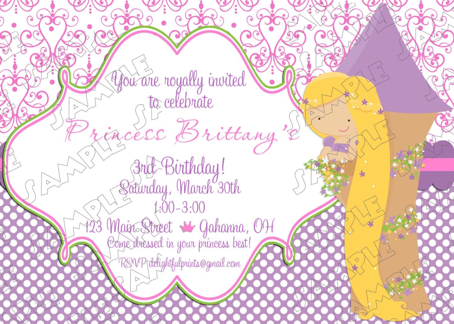 Princesses Rapunzel disney inspired birthday invitation...DIY you print custom photo card by delightfulprints Il_170x135