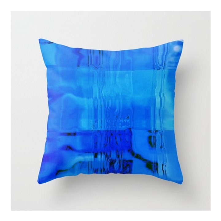 Pillow Cover, Cobalt Blue Abstract, Fine Art Photograph on Square 16"x16" Pillow Cover, Modern Green Graphic  Pillow Cover