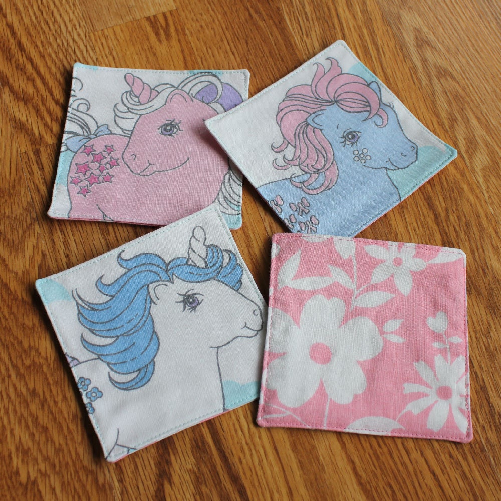 My Little Pony Coasters: Set of four made from Vintage Fabric