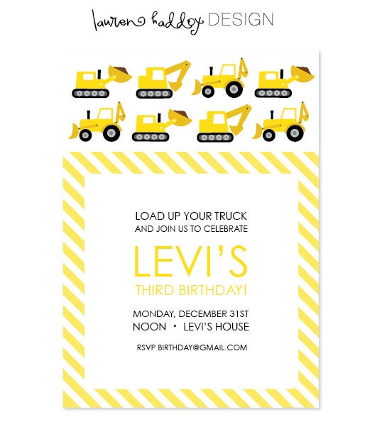 DIY, Modern Dump Truck Birthday INVITATION Il_570xn