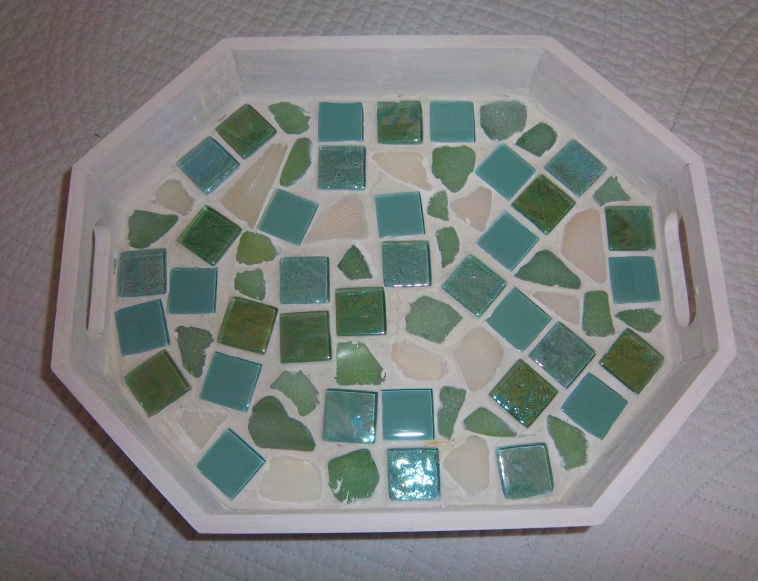 Sea Glass and Tile Mosaic Serving Tray