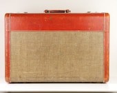 Vintage Orange and Tan Suitcase