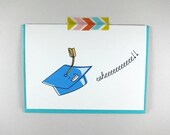 Flying Graduation Hat  Congrats Greeting Card