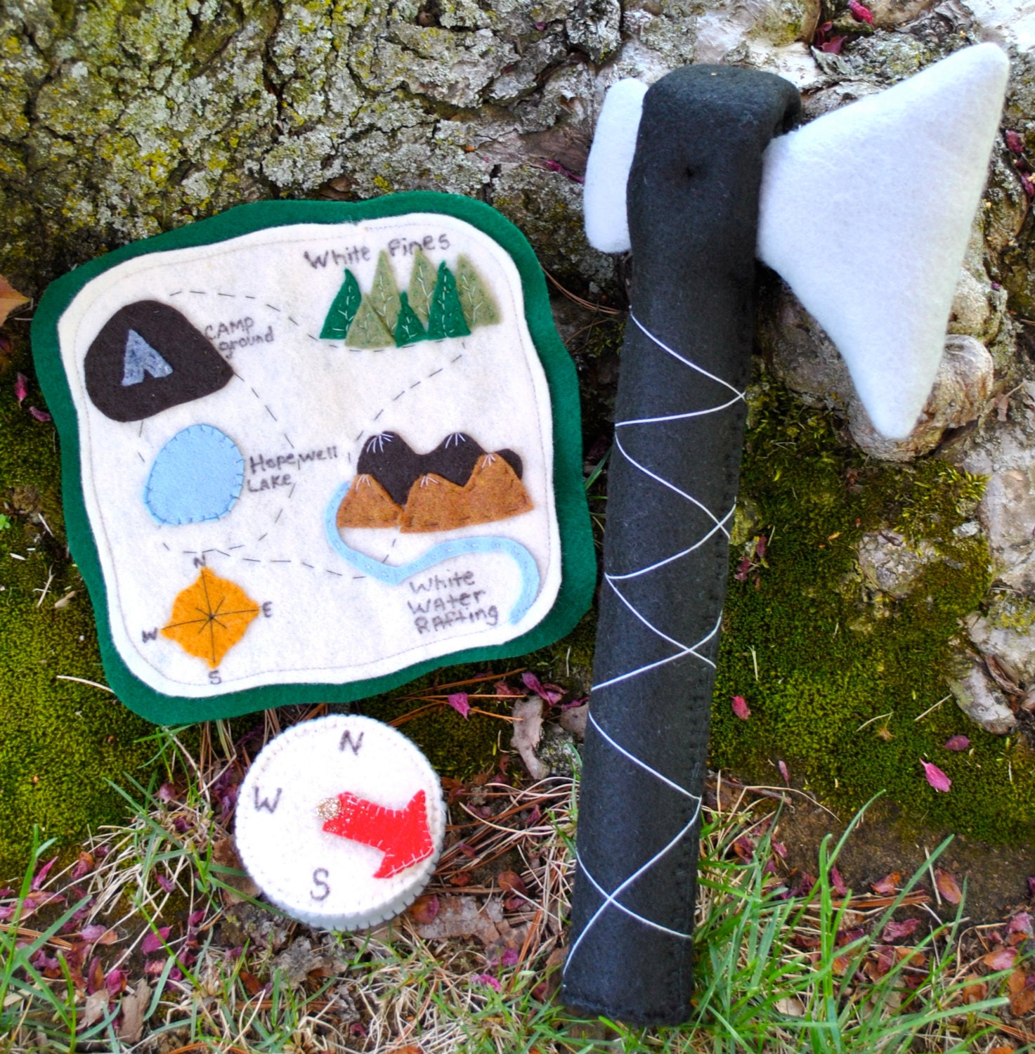 Kids Felt Hatchet Compass and Hiking Map