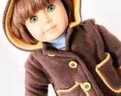 Fleece  Hooded  Coat, Gold and Cocoa, American Girl Doll Clothes