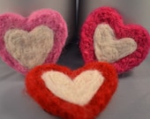 Ponytail Holders Felted Hearts Pink Red