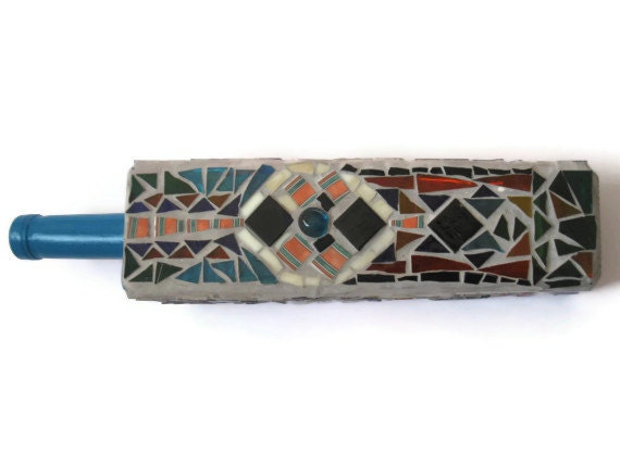 Glass Bottle Mosaic Sun Catcher Home Decoration Art  Broken China Ethnic Black Turquoise Orange