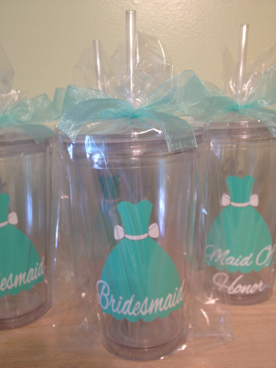 Bridesmaid dress, Personalized acrylic tumbler 16oz w/ lid and straw- with name - or Bride, Maid or Honor, Flower girl dress