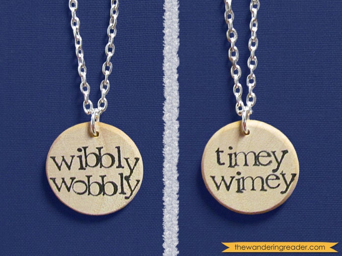 Dr. Who "Wibbly Wobbly Timey Wimey" Double-Sided Hand Stamped Doctor Who Necklace - Whovian Jewelry
