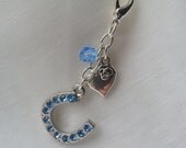 Something Blue Horse shoe Garter Charm New and Blue Wedding accessories - Luck & Love
