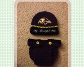 Newborn Football Theme Beanie and Diaper Cover Set - Photo Prop - Ready to Ship