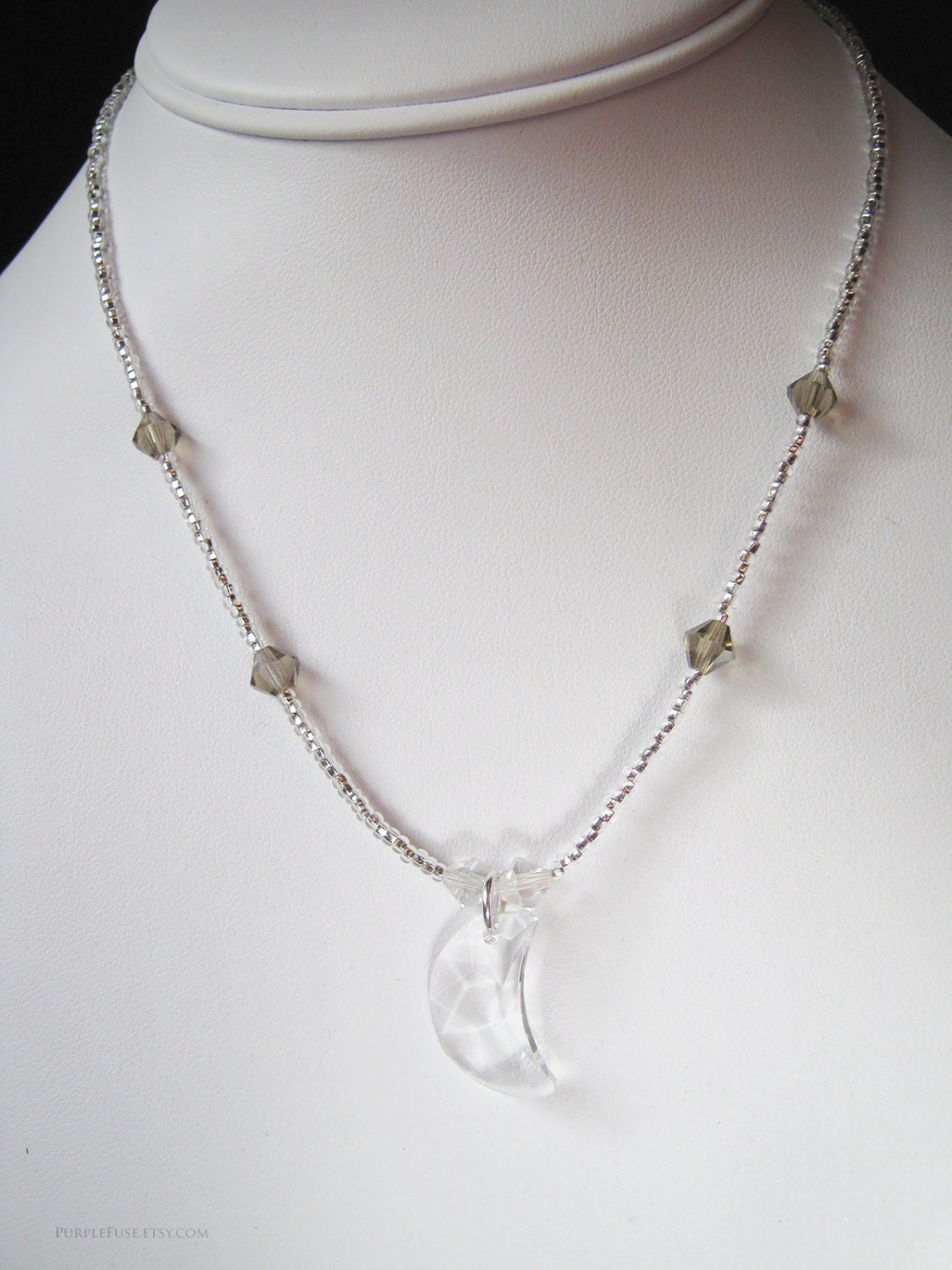 Crystal Clear Transparent Twinkle Moon Necklace